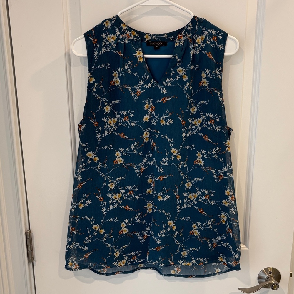 Papermoon Floral V-Neck Blouse - Teal
